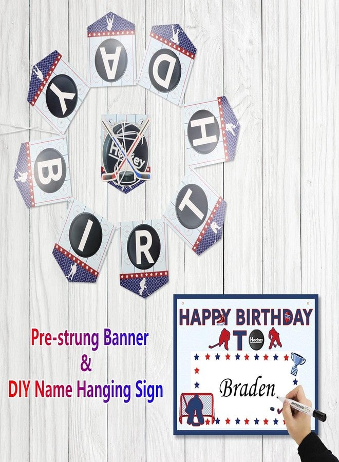PIXHOTUL Ice Hockey Birthday Party Pack - Happy Banners, Tablecloth, Centerpieces, Cake Toppers, Balloons - Image 3